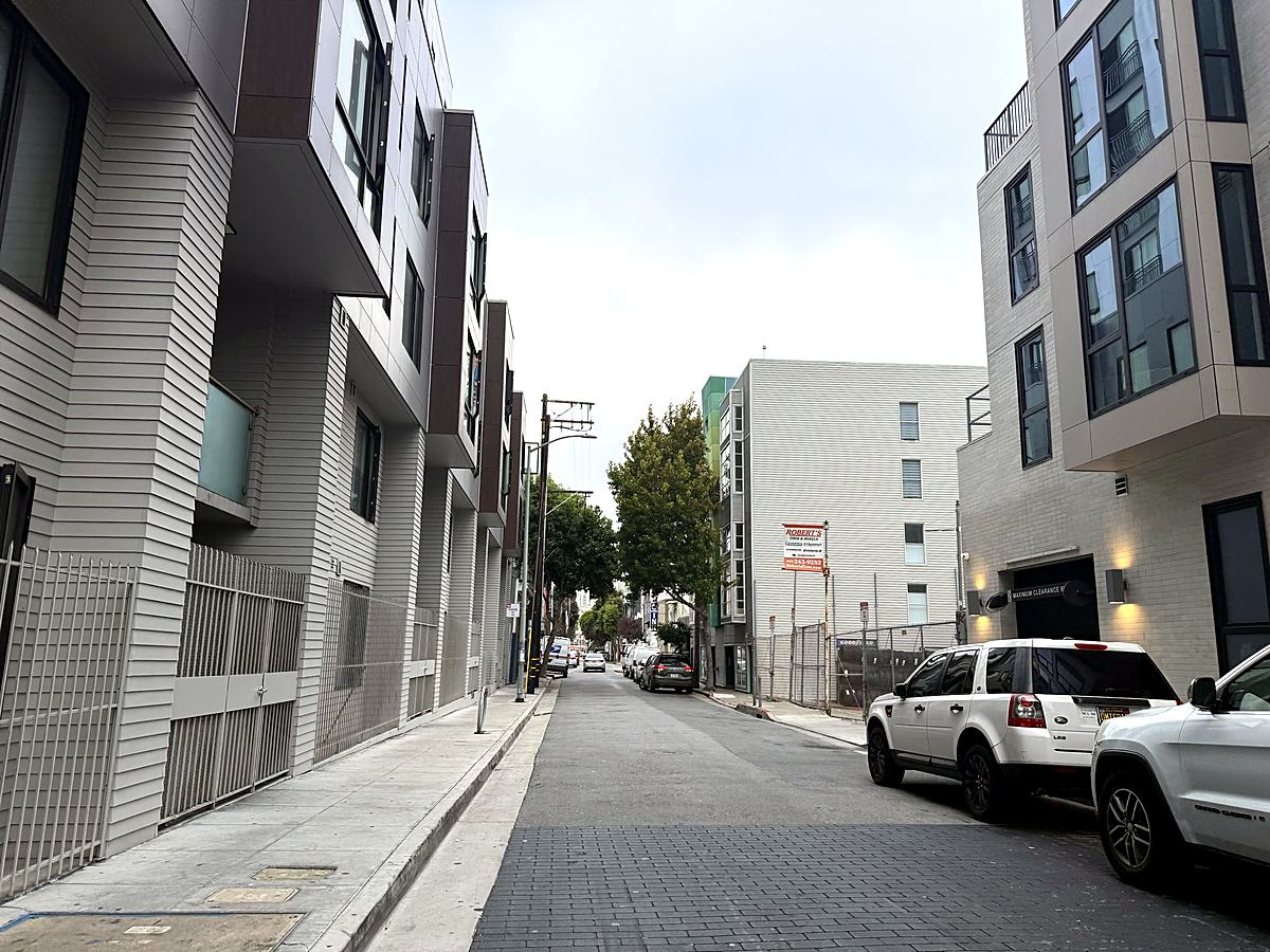 Clara Street in SoMa, a quiet residential block